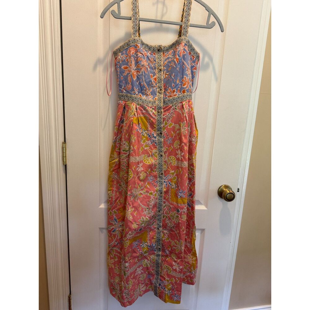 &merci NWT Floral Button Down Midi Dress - Tape Trim Lined - Size Small